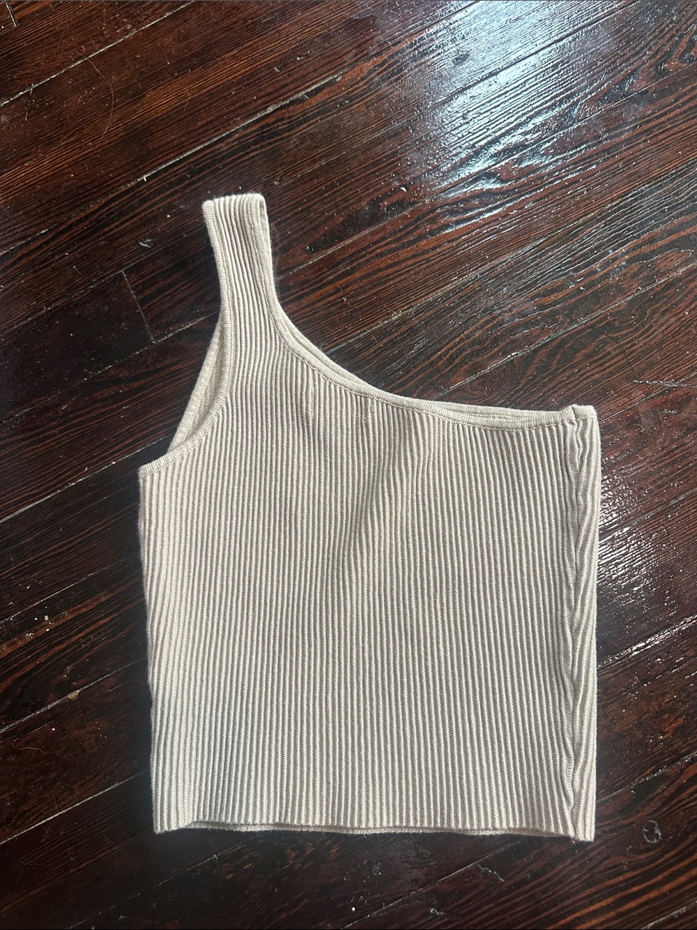 NSR One-Shoulder Ribbed Tank - Beige - Picture 4 of 4